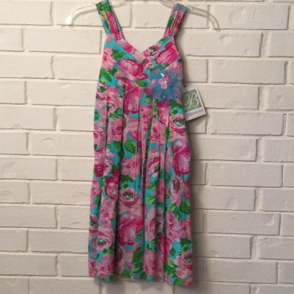 Floral Pink and Green Dress Size 10 or 16 NEW